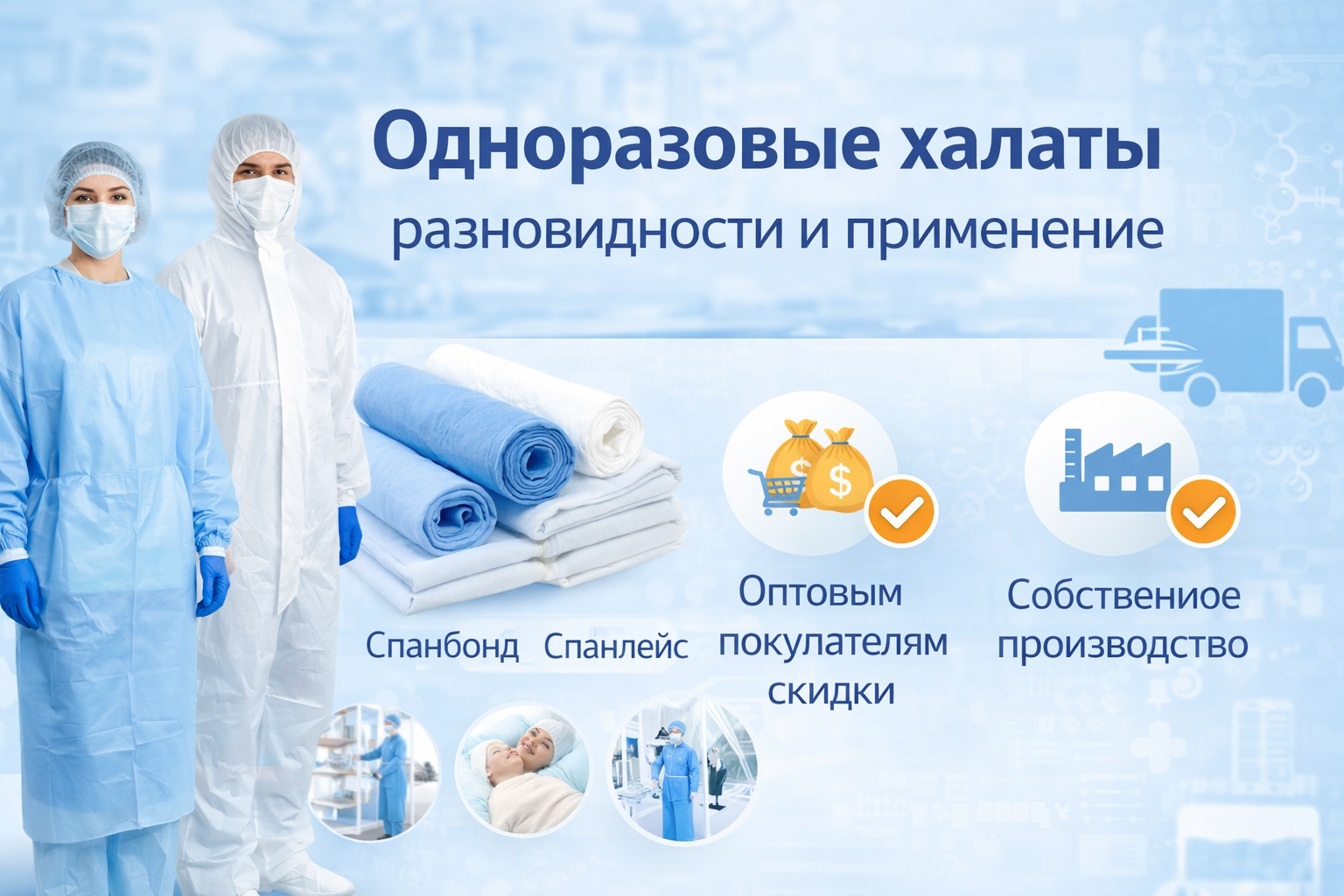 Одноразовые халаты — разновидности и применение